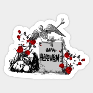 Angel of death & red roses- Halloween Sticker